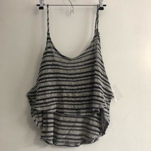 Striped high low crop top